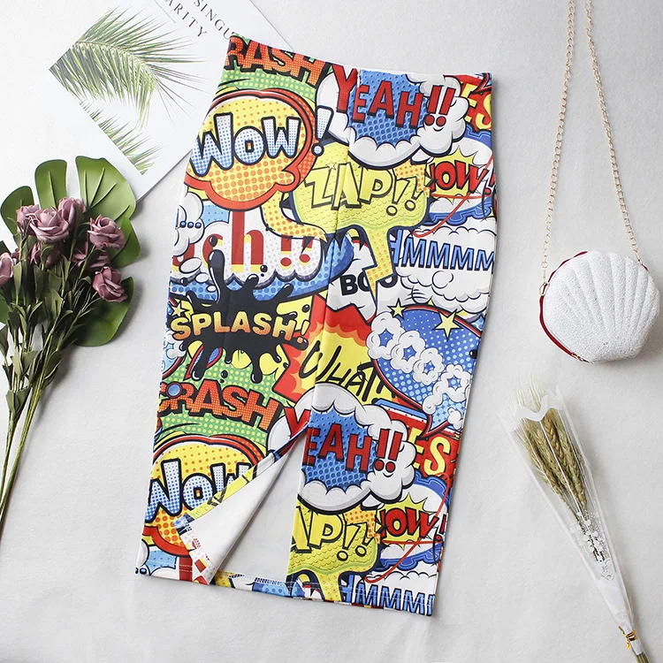 Женские юбки-карандаш в стиле Харадзюку с красочным рисунком! С буквенным