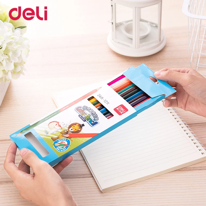 Deli креативные 12/24 цветов Профессиональные цветные карандаши с двойной головкой