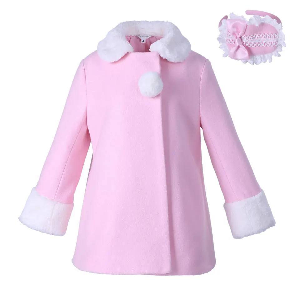 Pettigirl/осенне зимние розовые пальто для девочек с головным убором верхняя одежда