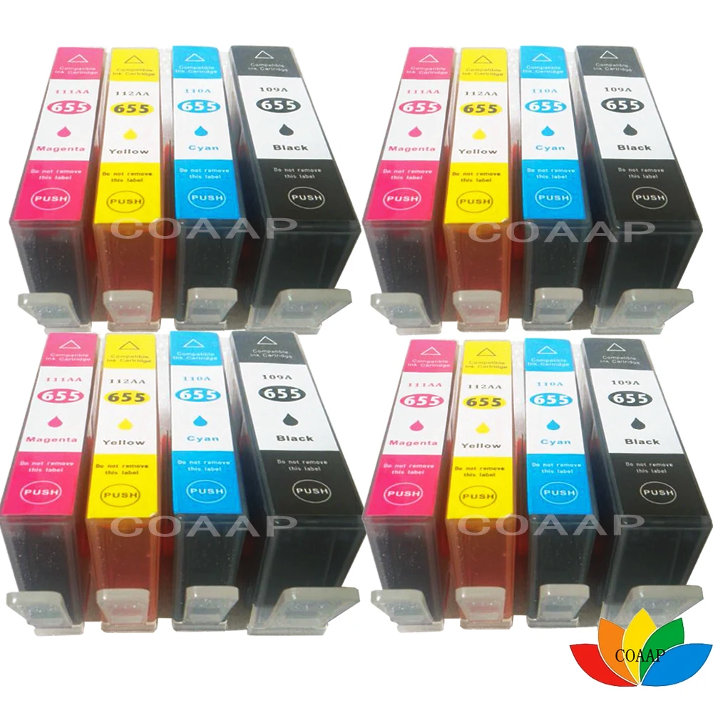 16 совместимых чернильных картриджей для принтера HP 655 XL Deskjet 6520 3525 4615 4625 5525 6525 с