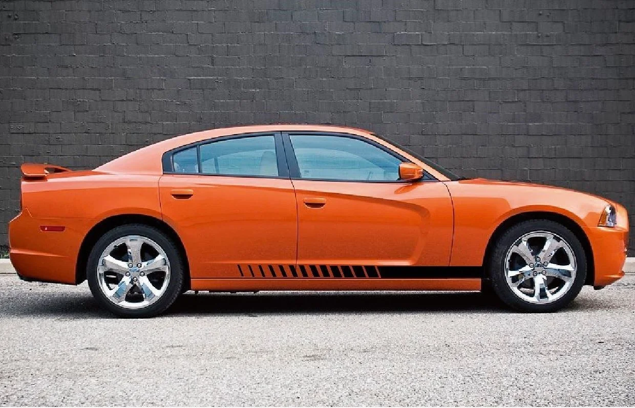 Для 1 набора/2 шт 2011 & Up Dodge Charger Daytona Rocker Panel Stripes Strobe Переводные картинки графика 3M