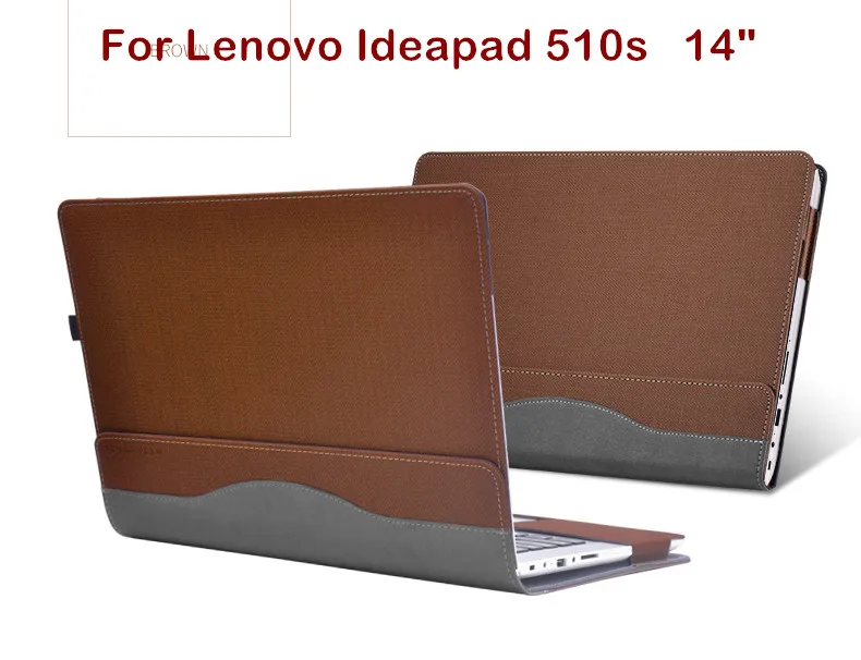 brown Съемный чехол для lenovo Ideapad 510s 14 дюймов чехол для ноутбука креативный дизайн из искусственной кожи Защитная ручка подарок - Цвет: brown