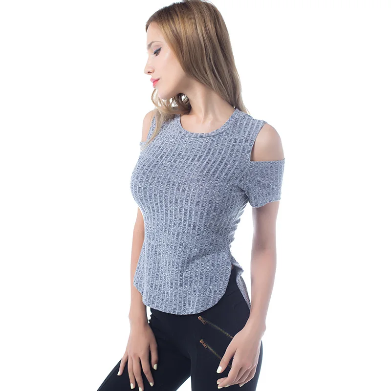 Новое поступление Лето 2017 г. Футболки Для женщин Мода с плеча короткий рукав