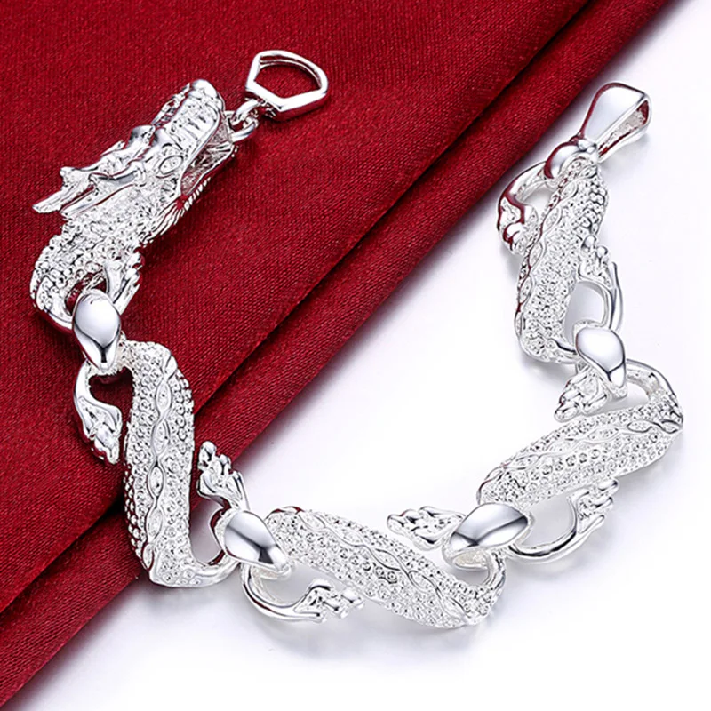 New Arrival 925 Silver Color Bracelet Bangle Cuff Men And Women Dragon Bracelet 925 Silver Fine Jewelry Party Christmas Gift