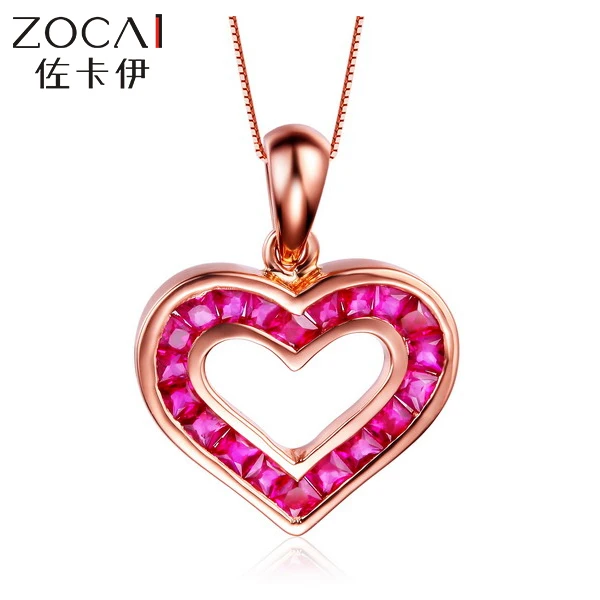 ZOCAI в форме сердца 1 0 CT сертифицированные подлинные рубиновые колье из розового