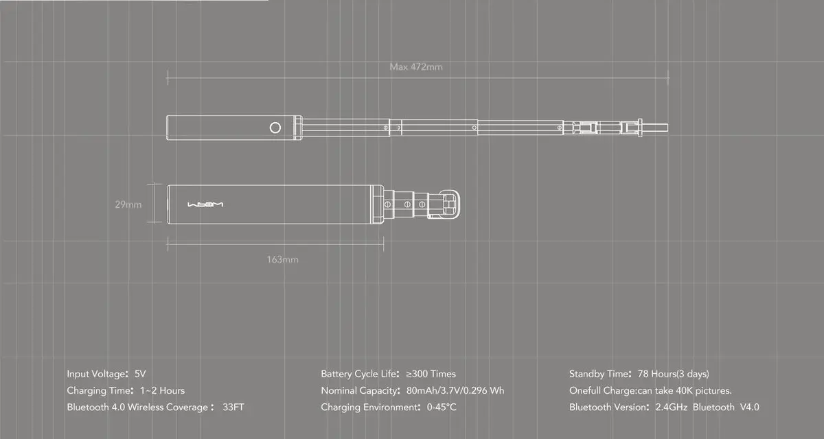 Mipow портативная стильная полностью Выдвижная селфи-палка Bluetooth Беспроводная селфи палка