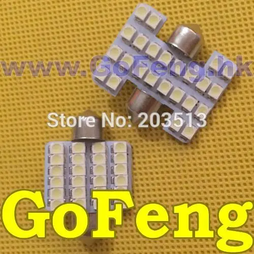 100 шт./лот автомобильная светодиодная лампа 24SMD festoon 31 мм 36 41 39 C5W 24 LED SMD 3528 для