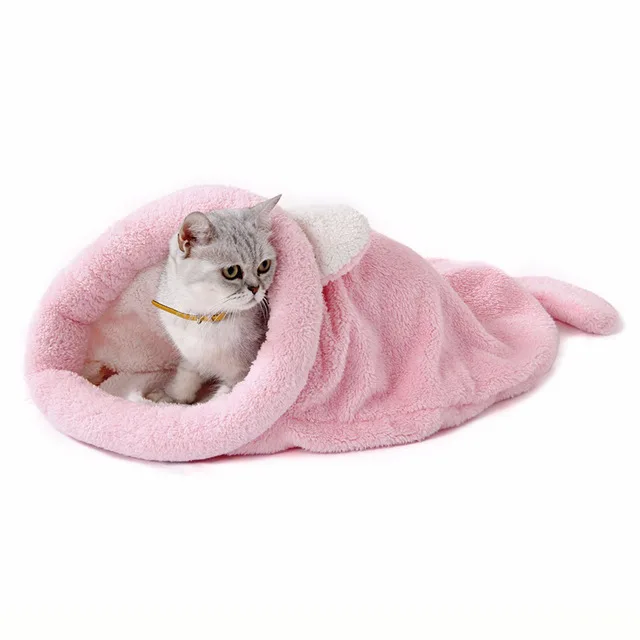 Pink Petshy милый кот собака спальный мешок гнездо теплый мягкий домик для домашних животных маленькие животные Щенок подушка Кролик кровать забавные продукты для домашних животных M/L - Цвет: Pink
