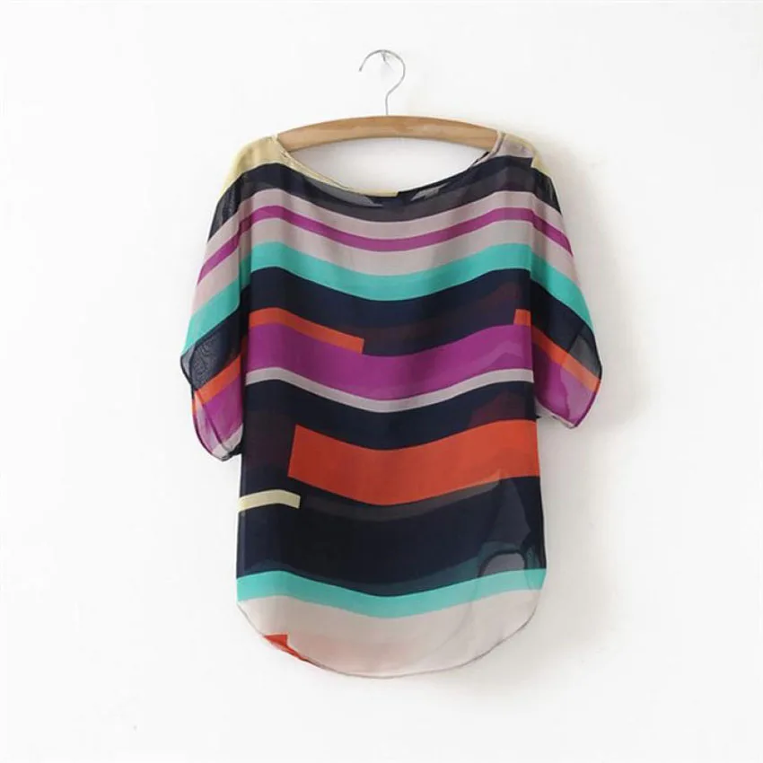 Летняя женская одежда 2017 модная шифоновая блузка Женская Повседневная Свободная