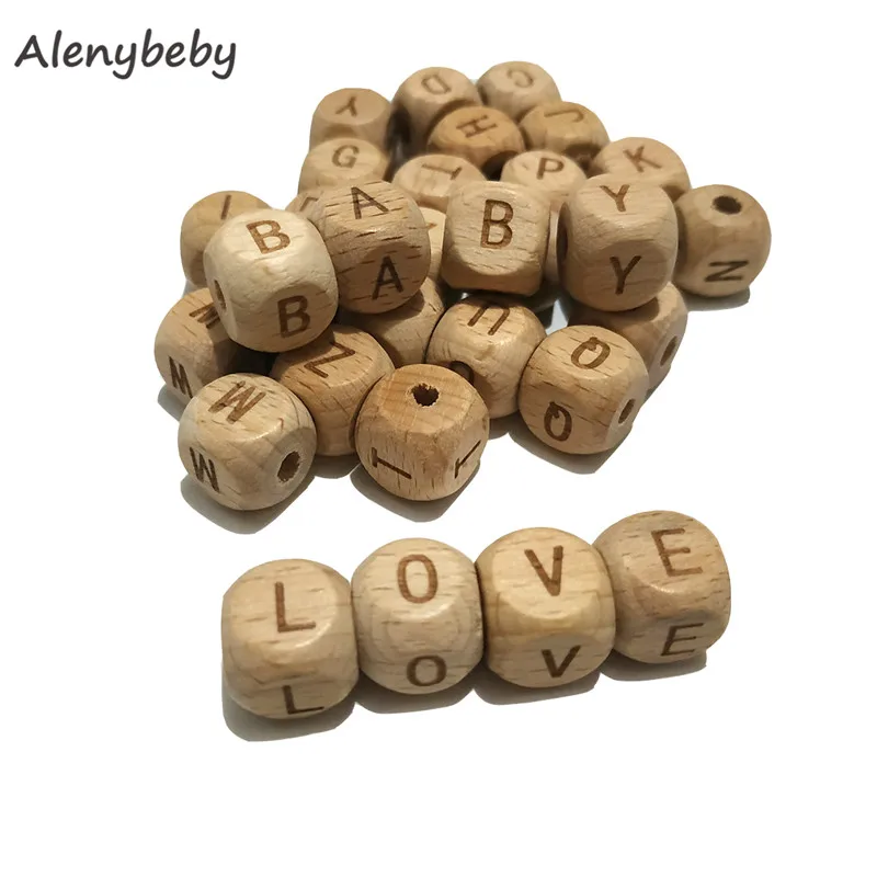 Бусины с буквами алфавита из натурального бука 12 мм|Детские прорезыватели| |