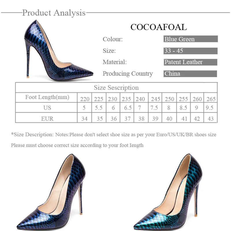 COCOAFOAL Stiletto Women's Pumps High Heels Shoes Patent Leather Wedding Party Woman Plus Size 33 Pointed Toe Sexy | Обувь