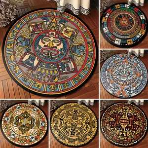 european classical vintage ethnic totem mandala round carpet non slip balcony coffee table hanging basket home decoration mat free global shipping
