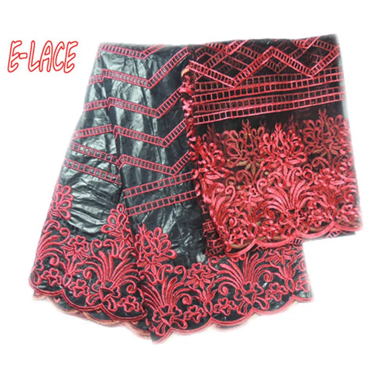 Новинка 2017 фиолетовый Африканский Базен вышивка ткани шнурка 5 ярдов + 2 свадебное