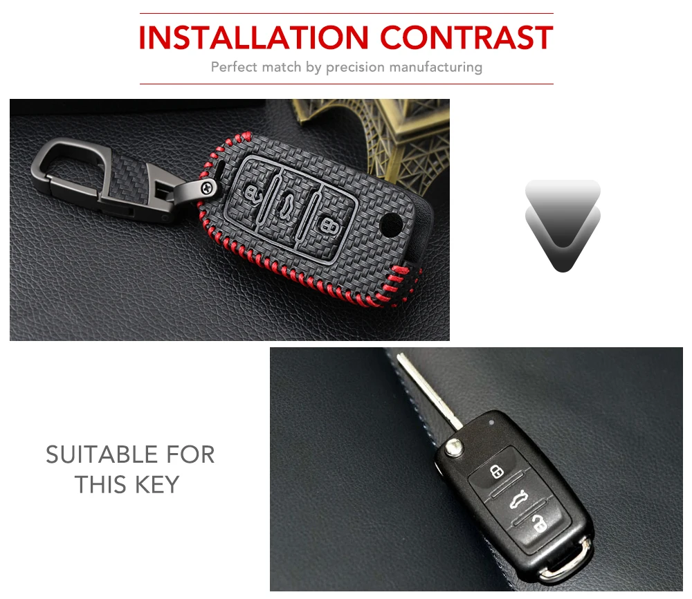 Чехол для автомобильного ключа в карбоновом стиле чехол Volkswagen Golf 4 5 6 Bora Jetta POLO Passat