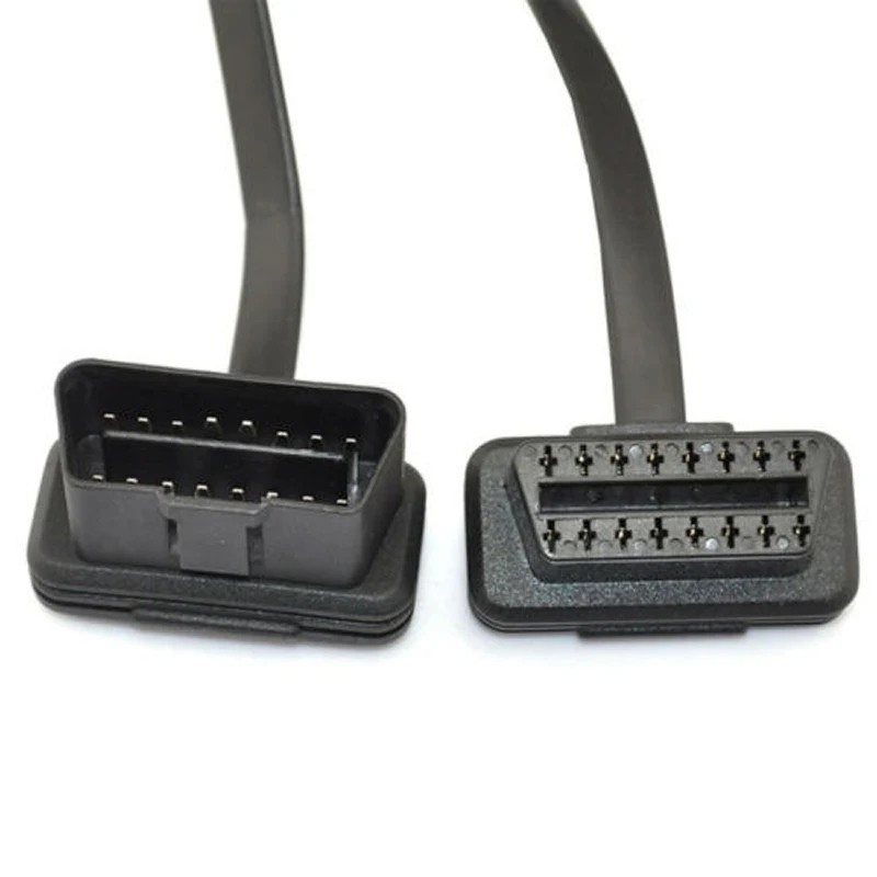60 см плоский тонкий как лапша кабель OBD OBD2 OBDII 16Pin штекер гнездо диагностический