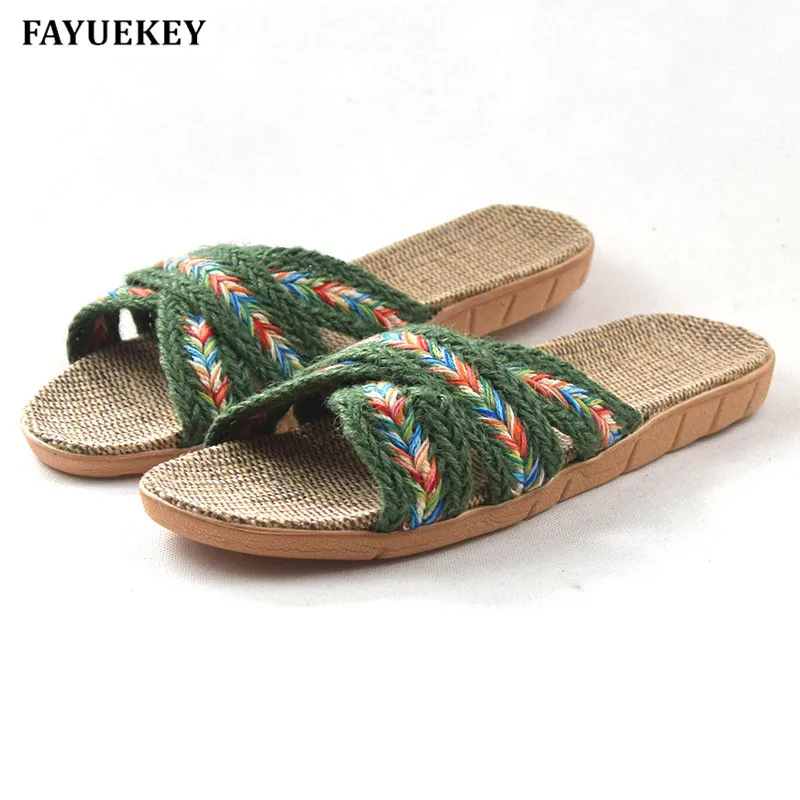 Новинка 2019 модные летние домашние Нескользящие тапочки FAYUEKEY из хлопка и льна