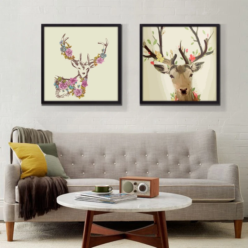 Cartoon version of the deer Silhouette Deer Family Canvas Decorative Painting Poster Wall Picture Decor Home decor no frame | Дом и сад