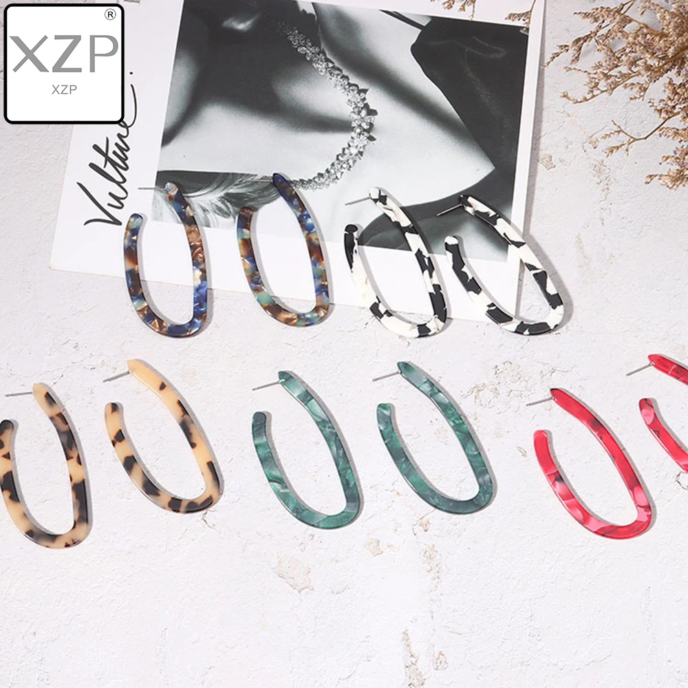 XZP Мода леди Леопардовый цвет акриловый свисающие серьги для женщин из ацетата