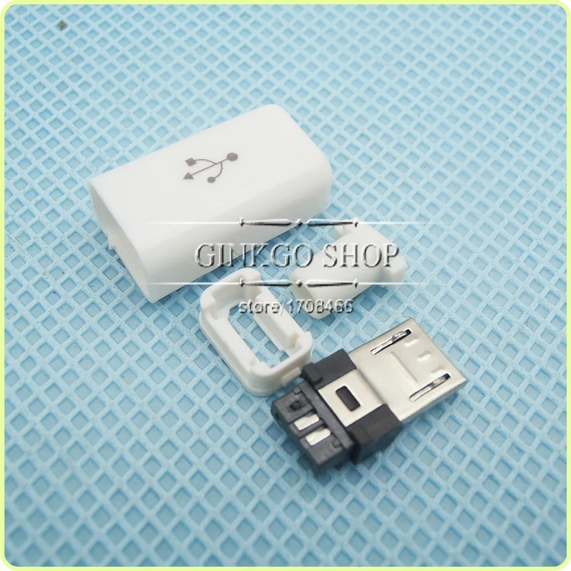 1000 компл./лот 4 в 1 микро USB разъем штекер Micro коннектор хвостовой зарядный белый |