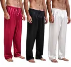 Осень-лето 2018, Мужская шелковая атласная пижама, пижамные штаны, мягкие длинные штаны для сна, одежда для сна, одежда для сна, брюки