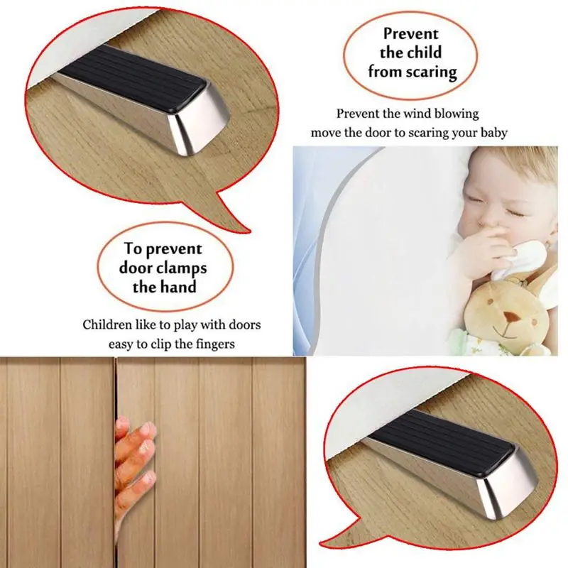 Hub Door Stopper with Rubber Treads (4 Wedges Satin Nickel Finish) Premium Quality. Heavy. Non-Slip. Non-Rusting. H | Обустройство