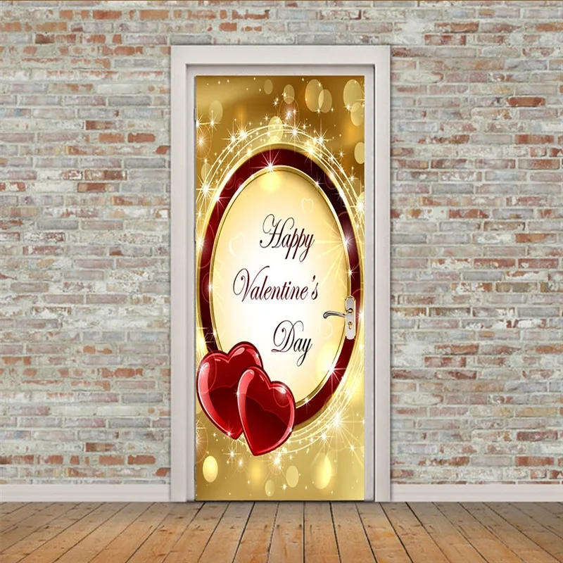 Door Stickers7 С изображением пейзажа с фонтаном креативная художественная дверь водостойкая 3D настенная палка Diy самоклеящаяся художественная домашняя Декорация-наклейка - Цвет: Door Stickers7