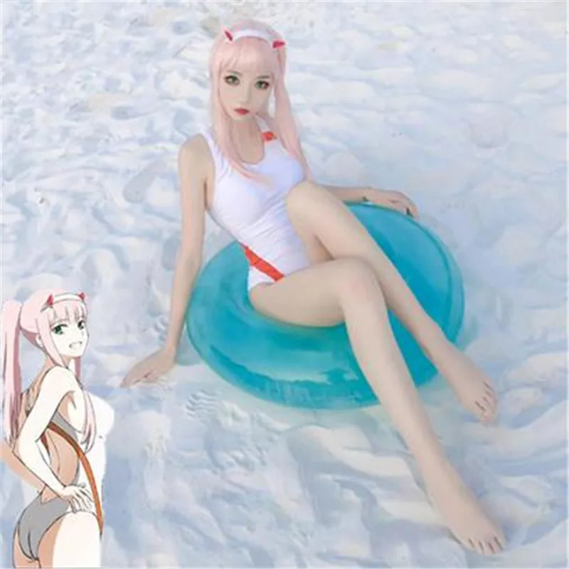 Девушка Аниме Zero Two 02 Ichigo Косплей Костюм Дарлинг в франкс Cos белый купальник жилет