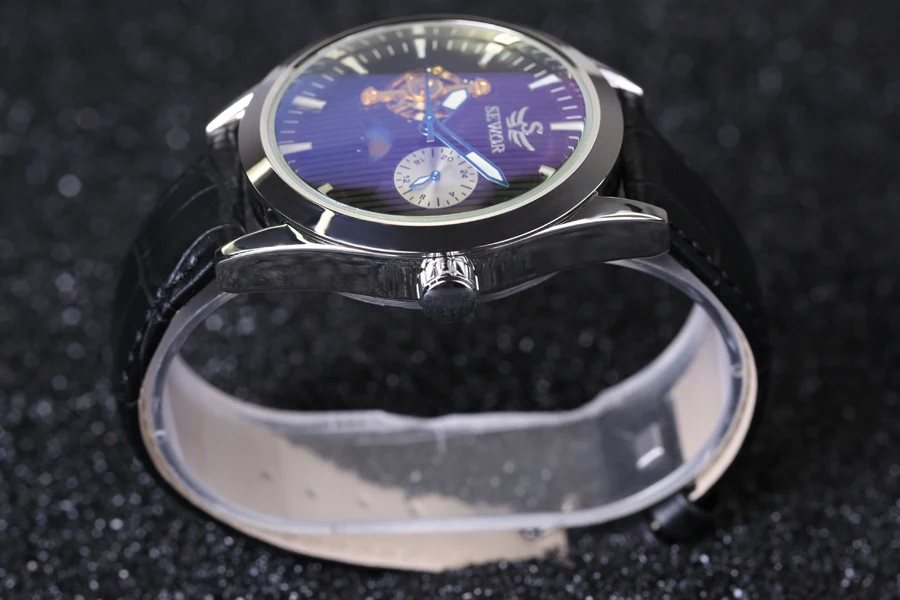 Лучшие Брендовые Часы Мужские автоматические часы tourbillon Moon Phase 24 часа/60 мин sub-dial кожаный ремешок Механические наручные часы