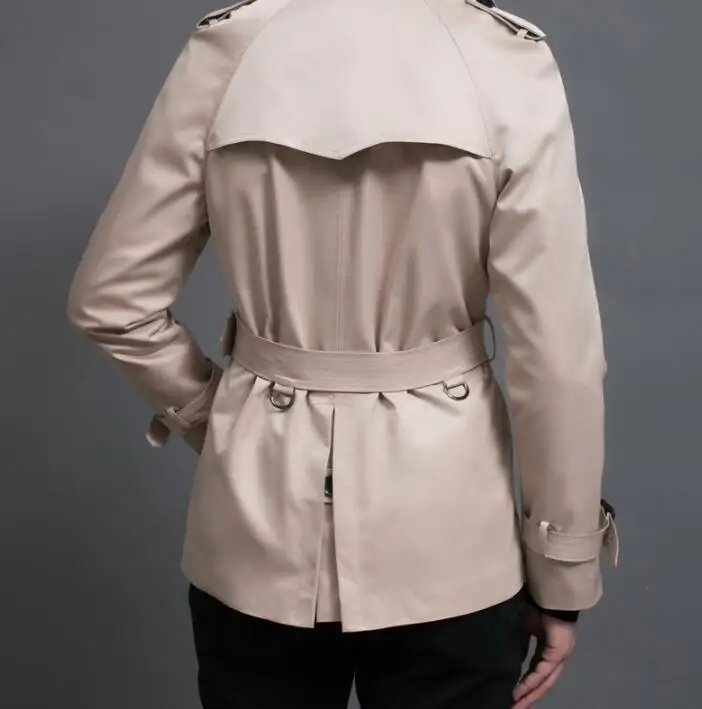 Тренчкот мужской с длинным рукавом короткий двубортный плащ деловая верхняя