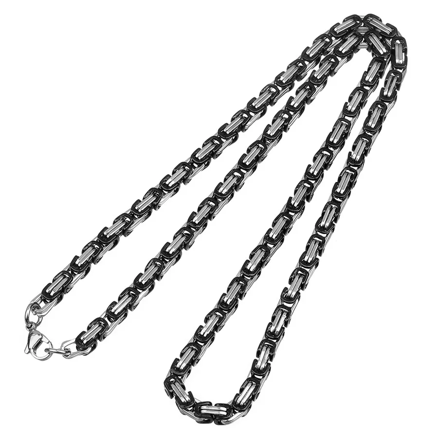 

SAUVOO 55cm Stainless Steel Chains Black Silver Rose Gold Color Strong Byzantine Box Chain for DIY Necklace Jewelry Findings