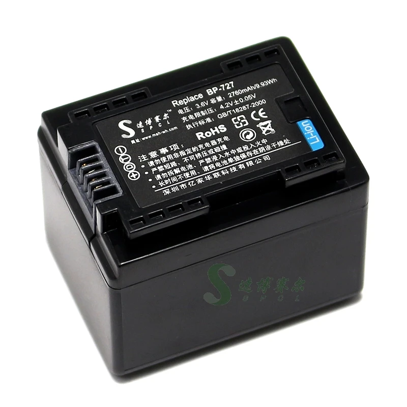 BP-727 Батарея для Canon LEGRIA HF R86 R806 R76 R706 R66 R47 R48 R406 R36 R38 R506 M52 M60 видеокамера совместимый BP-709 BP-718