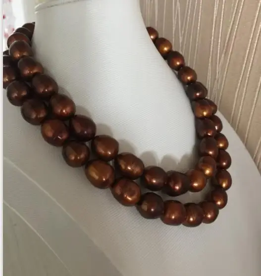 

gorgeous 36inch 11-13mm south sea baroque chocolate pearl necklace 925s
