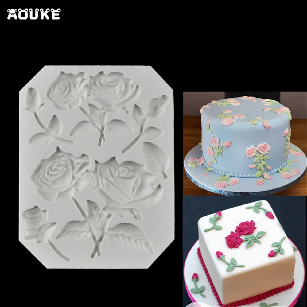 Силиконовая форма для выпечки в форме розы и цветов J160|flower shape|baking toolsfondant cake |