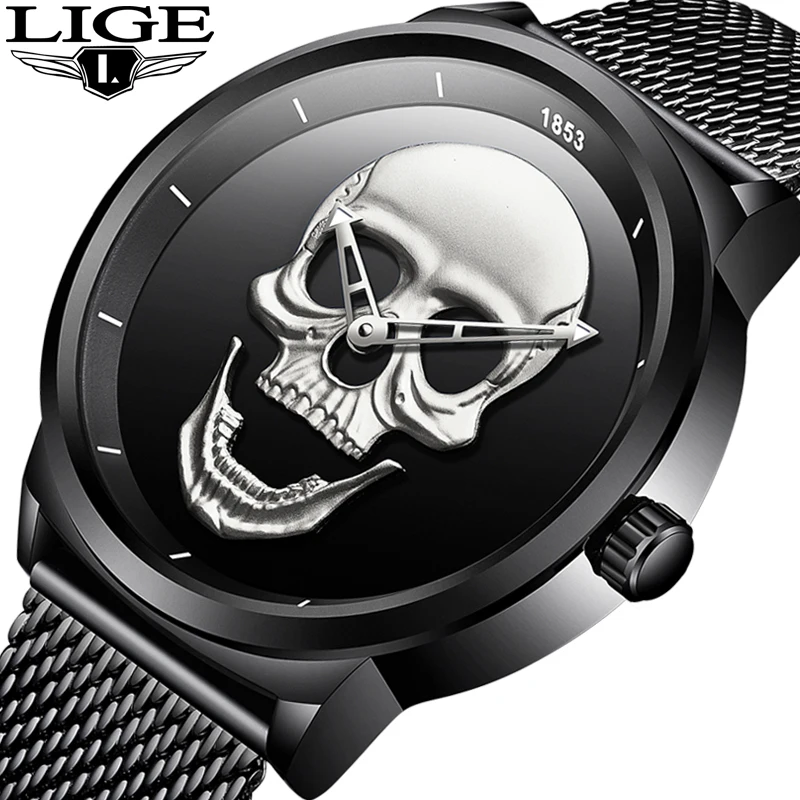 Relogio Masculino Новинка LIGE мужские часы лучший бренд класса люкс бизнес череп