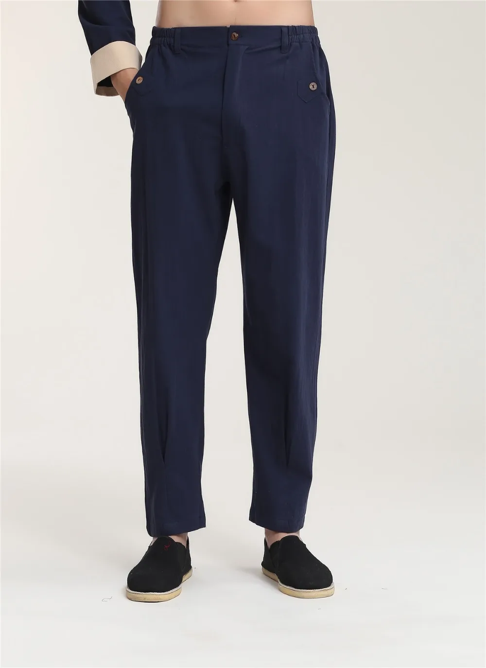

Shanghai Story Chinese Men's Traditional Clothing Chinese Kungfu Pants Tai Chi Trousers for Men Blend Linen Pants