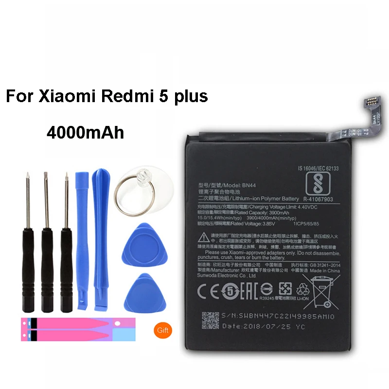 Оригинальный аккумулятор BN44 для Xiaomi Redmi 5 Plus сменная литий ионная батарея 4000 мАч с