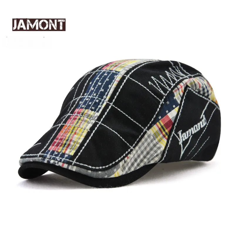

JAMONT Women's Casual Autumn Hat Cotton Boina Feminina Retro Embroidery Berets for Men Cap Sun Visor Taking The Female Flat Cap