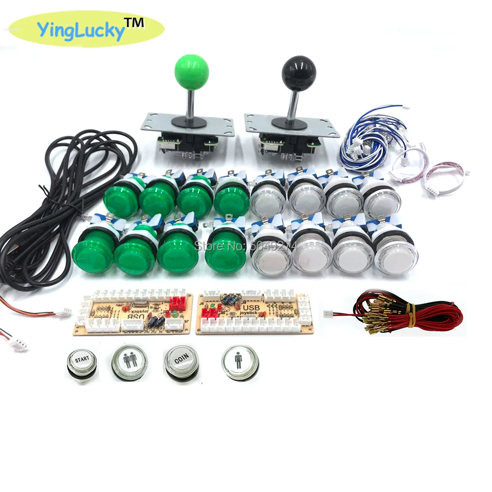 Нулевая задержка игровой DIY комплект комплекты деталей для игровых машин 2* sanwa Джойстик 2*5 в светодиодная кнопка 2* USB к ПК/Raspberry Pi плата