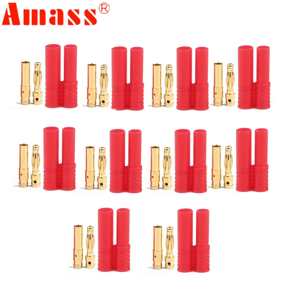 

10 / 20 / 50 pair Amass 4.0mm Banana Gold Bullet Connector Plug With Cover/Protecter Case RC Battery ESC Motor Plug