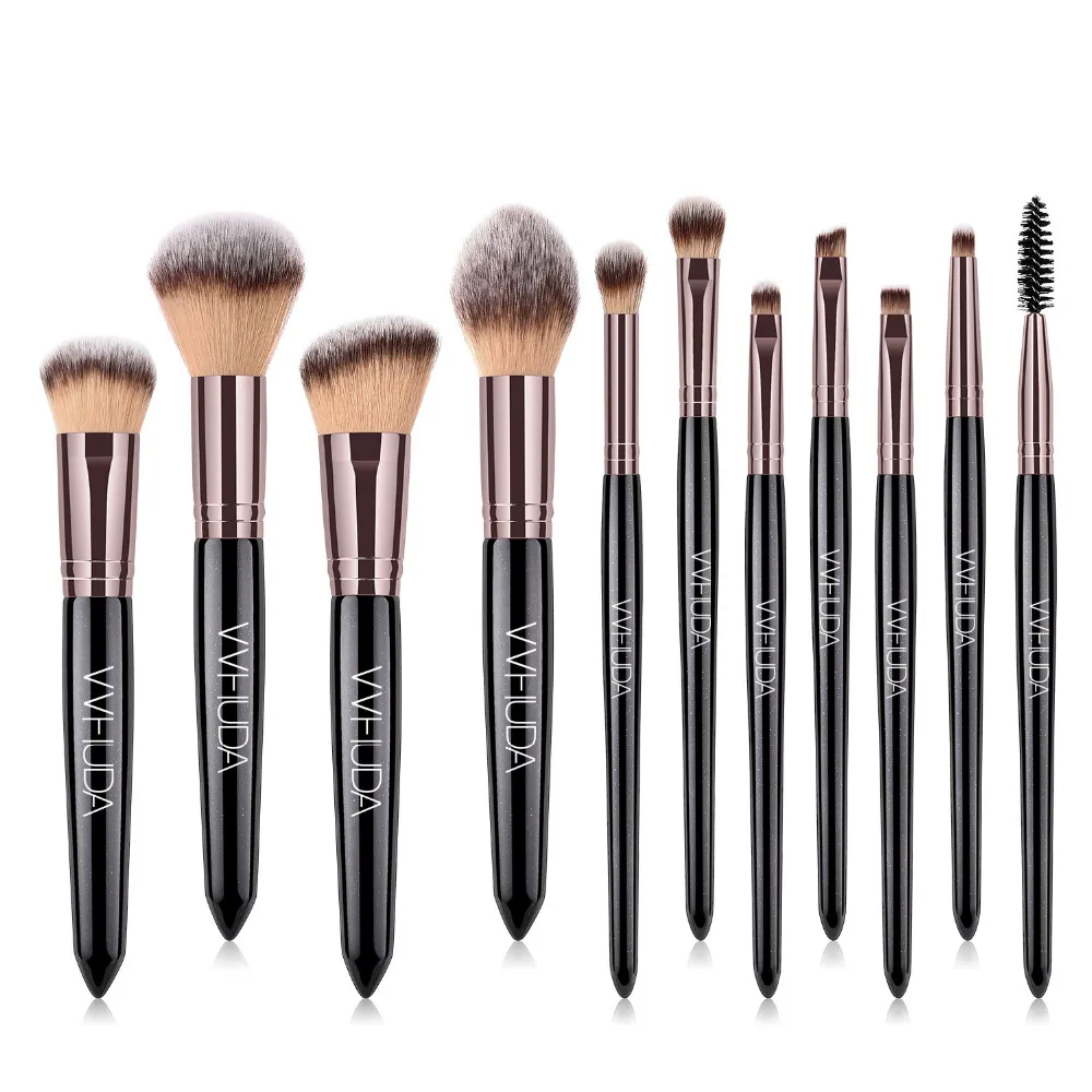 VVHUDA 11Pcs Premium Makeup Brush Set Cosmetics Foundation Blending Blush Eyeliner Cruelty Free Synthetic Fiber Bristles Kabuki|Аппликатор