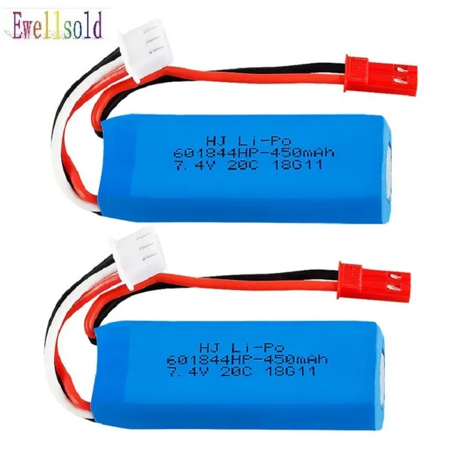 

2pc 7.4V 450mAh 20C Lipo Battery/USB charger 2S for WLtoys K969 K989 K999 P929 P939 RC Car