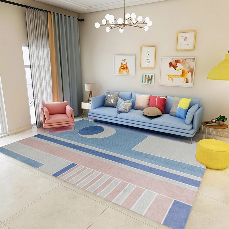 Бархатный ковер из овечьей шерсти с геометрическим узором скандинавский для