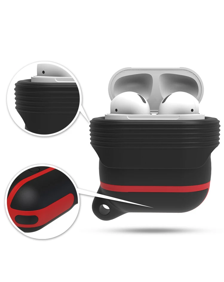 Soft Silicone Case For Airpods Waterproof Shockproof Cover With Hook Protector Sleeve Pouch Apple Air Pods Earphone | Электроника