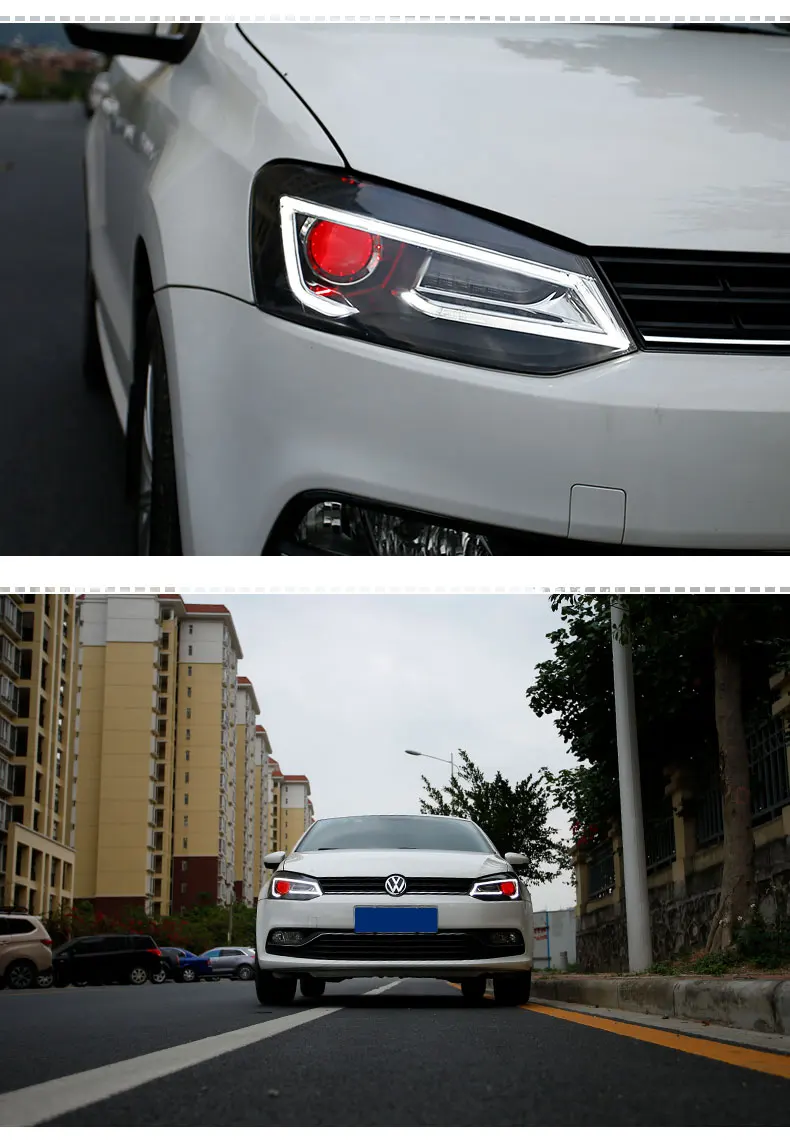 JR автомобильный Стайлинг для v w Polo СВЕТОДИОДНЫЙ Фонарь 2011- Polo светодиодный DRL+ Динамический сигнал поворота Биксеноновые аксессуары для фар