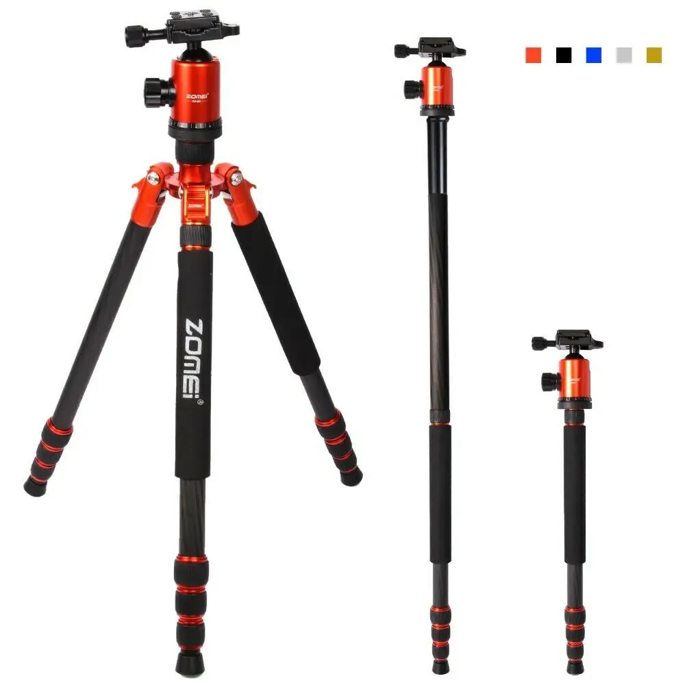 Professional Travel Tripod Carbon Fiber Camera Tripod Kit Monopod Ball head with case Zomei Z888C