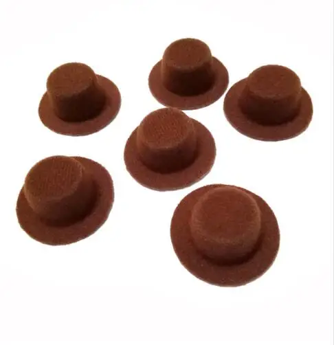 brown 100 шт./лот, вечерние мини-шляпы из фетра для куколки, аксессуары для волос, самодельная мини-шляпа 4 см, BJD, кукольная шляпа - Цвет: brown