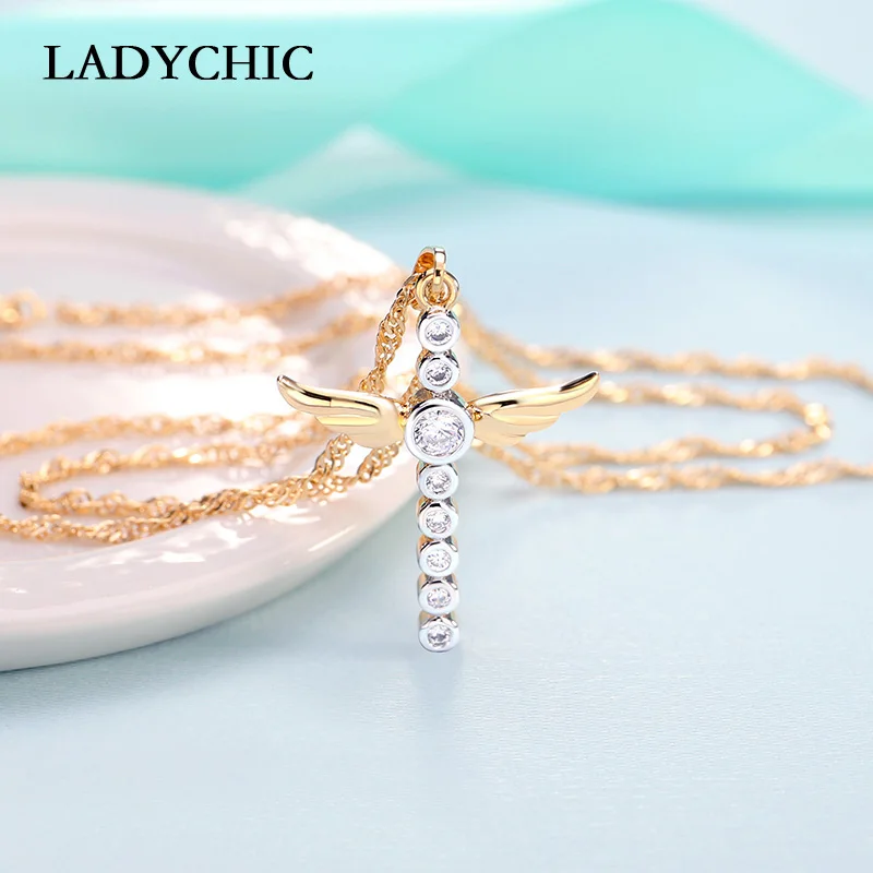 Новое поступление подвеска LADYCHIC в виде крыла ангела золотого цвета с крестом