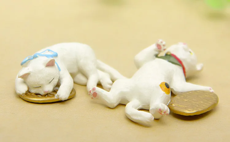 Kawaii Lucky Cat Смола ремесло фигурка бонсай для домашнего декора миниатюрное украшение для сада в виде Феи аксессуары современная модель животного статуя