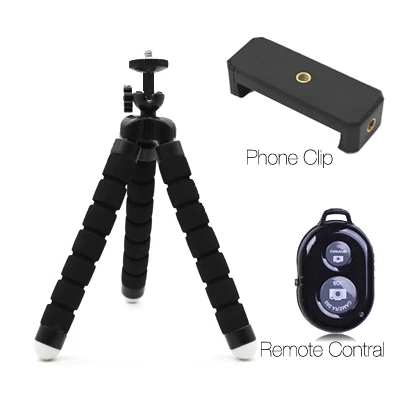 Black and remote DUSZAKE P16 гибкий Gorillapod штатив для телефона Bluetooth мини штатив для iPhone Телефон Штатив с держателем дистанционного управления - Цвет: Black and remote