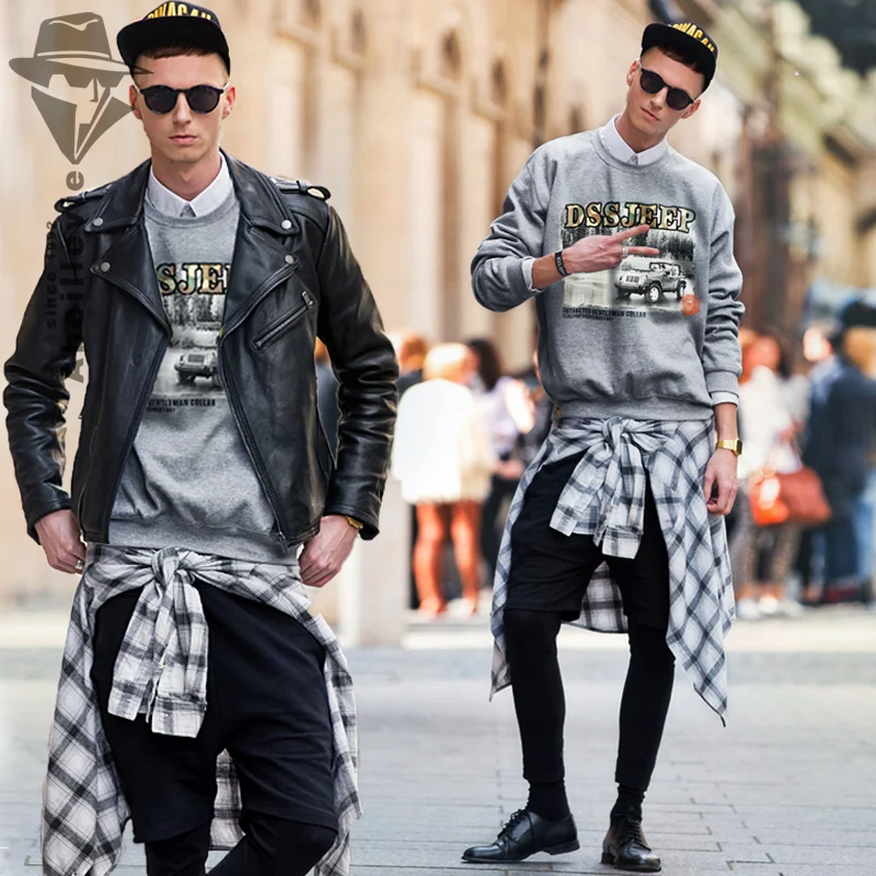 Мужская Трикотажная Толстовка с круглым вырезом Европейский и американский